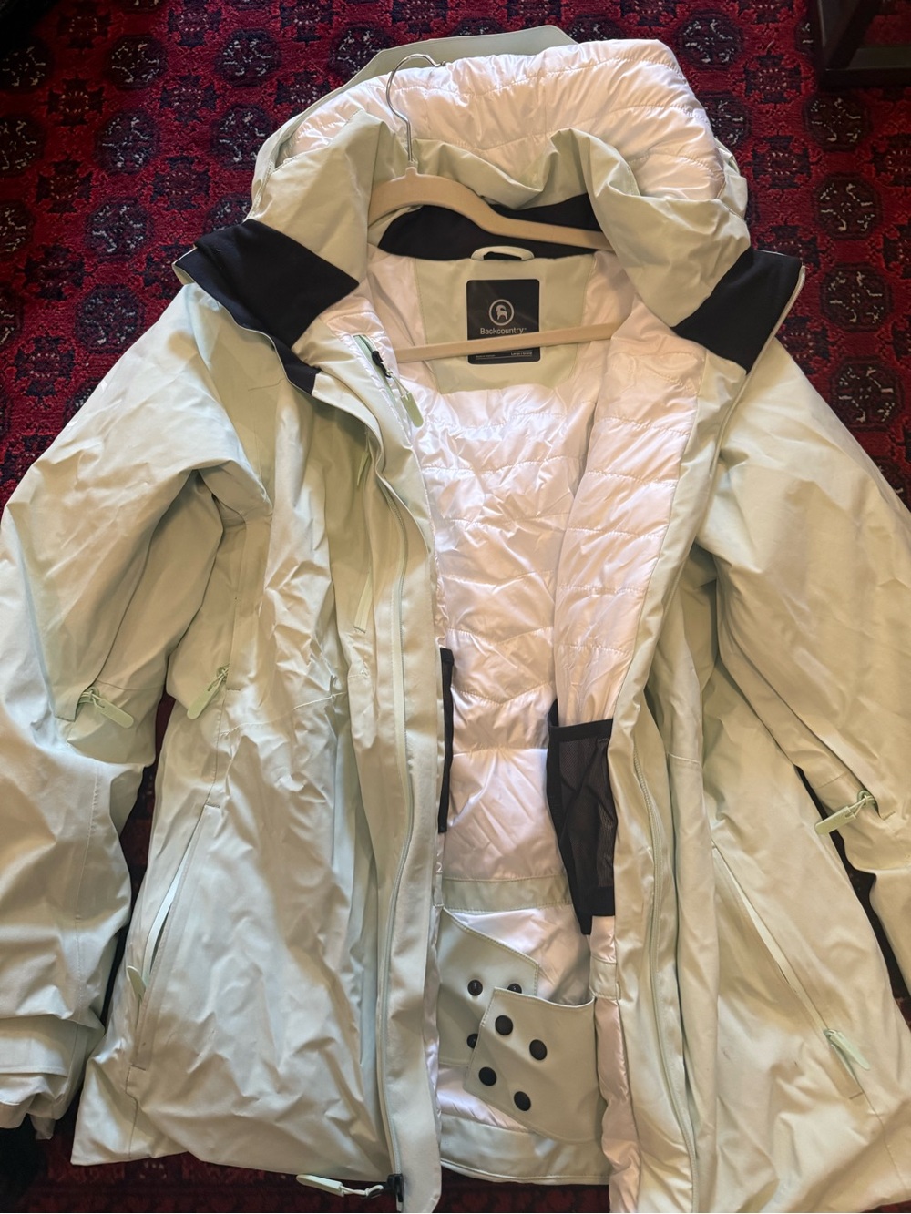 Women's seafoam Green Quilted Ski Jacket with Hood